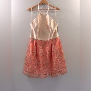 NWT Temptation cream and pink sequined dress size 18